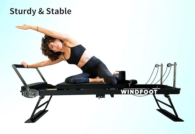 Pilates Reformer Machine Equipment with Springs & Cords for Home Workout, Foldable Pilates Equipment with Jump Board for All Level Users