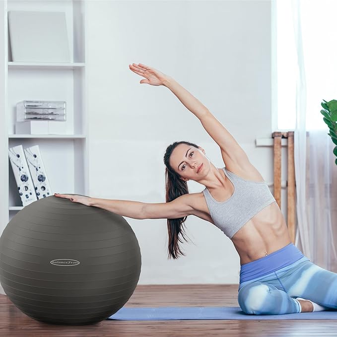 Fitvids Exercise Ball for Fitness, Yoga, Pilates with Quick Pump, Anti-Burst Slip Resistant Balance Ball