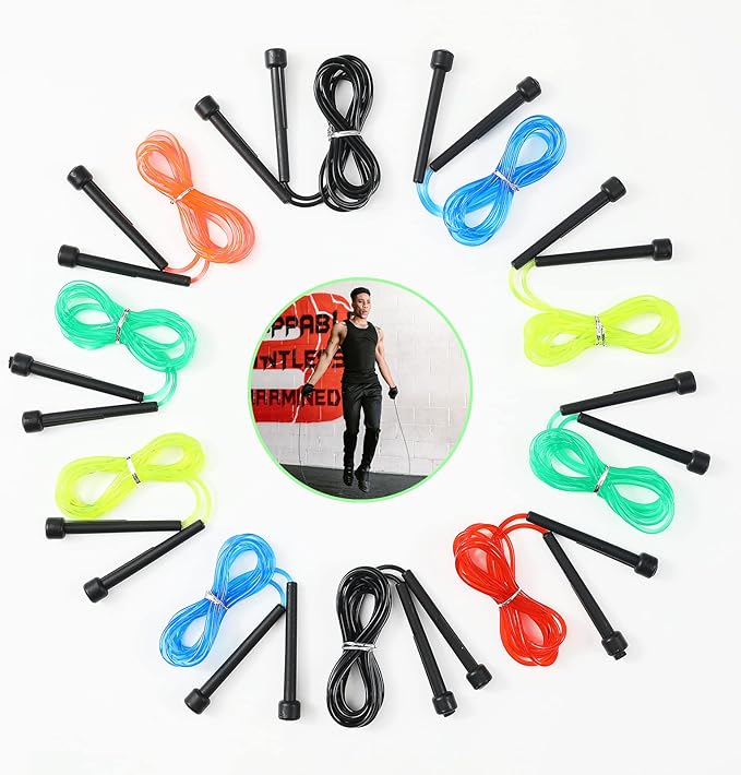 10 Pack PVC Jump Rope for Cardio Fitness - Versatile Adjustable Skipping Rope for Women Men Kids, Speed Jump Rope for Exercise,9 Feet