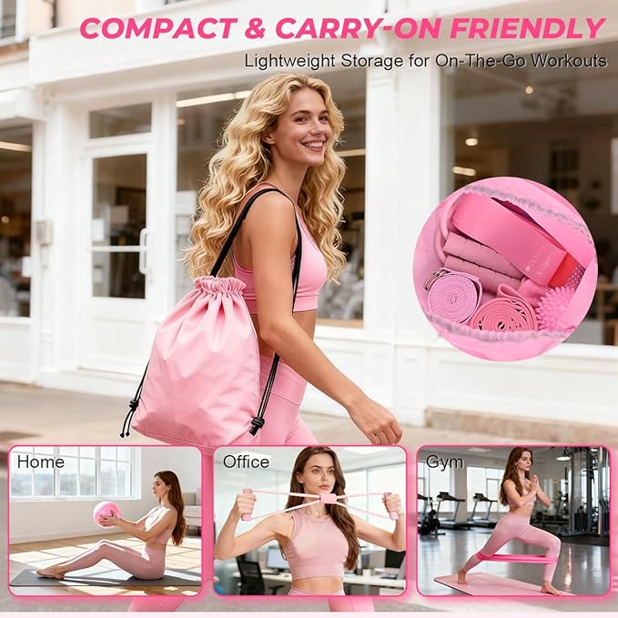 20 Pcs Pilates Ring Set for Women, Magic Circle Pilates Rings 12" with Resistance Bands, Pilates Kit for Home Workouts, Pilates Equipment for Strength, Toning and Flexibility