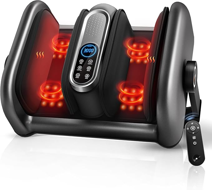 Shiatsu Foot Massager Machine with Heat : Deep Kneading Calf Massager with Vibration for Plantar Fasciitis, Neuropathy, Pain Relief, Circulation for Home and Office Use