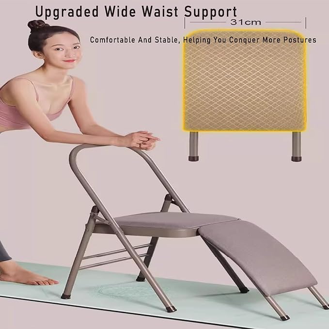 Yoga Chair,Foldable Pilates Chair,Thickened Steel Pipe Comfortable Breathable,for Indoor and Outdoor Yoga Studios(Color1)