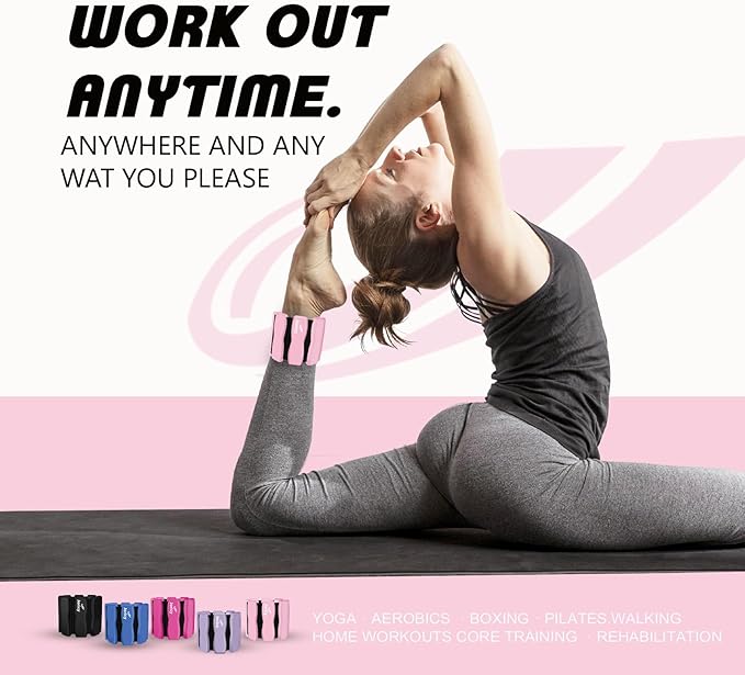 Wrist Ankle Weights for Women Men, Leg Arm Wrist Weights Bangles 1lb*2 1.5lb*2 2lb*2Wearable Weights Pilates Weighted Bracelet for Strength Training Walking Swimming Exercises Yoga Physical Therapy