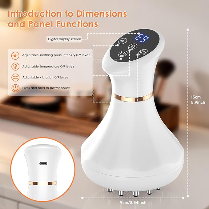 Lymphatic Drainage Massager, Anti-Cellulite Massager For Body Cellulite and Thigh & Belly Stretch Marks Reduction, Handheld Massage tools for lymphedema & lipedema, Sciatica Nerve pain relief Devices