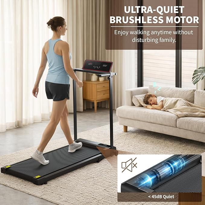STRIDEMAX Quiet Folding Treadmill with Manual Incline, 2.5HP Under Desk Walking Pad, Basic LED Display, Shock Absorption, Space-Saving Fitness Equipment for Small Apartments - Joystride Series