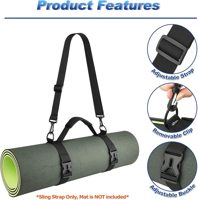 Cosmos Portable Yoga Mat Strap Mat Sling Picnic Blanket Strap with Adjustable Shoulder Strap & Handle for Festivals Picnics Camping Motorcycle Bedroll Pilates