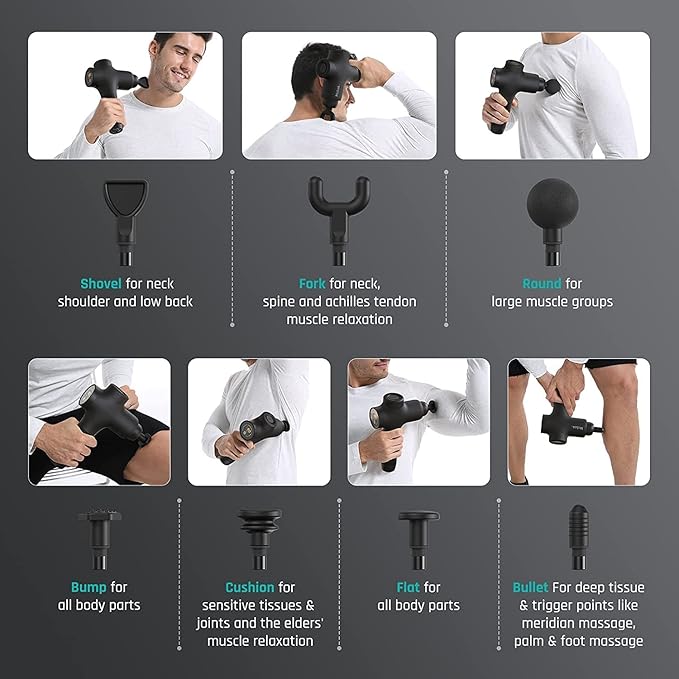 Mebak 3 Massage Gun, Massage Gun Deep Tissue for Athletes, Professional Muscle Percussion Massager, Massager for Shoulder Leg Back Body Pain Relief, Quiet Portable Sport Tool, Gifts for Him