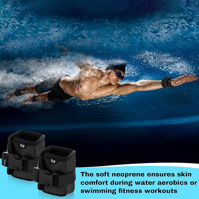 2 Pairs Ankle Wrist Weights for Land or Aquatic Exercise Aqua Cuffs Aqua Aerobics Fitness Bands for Ankle and Wrist Adjustable Weights for Swimming Pool Workout Equipment