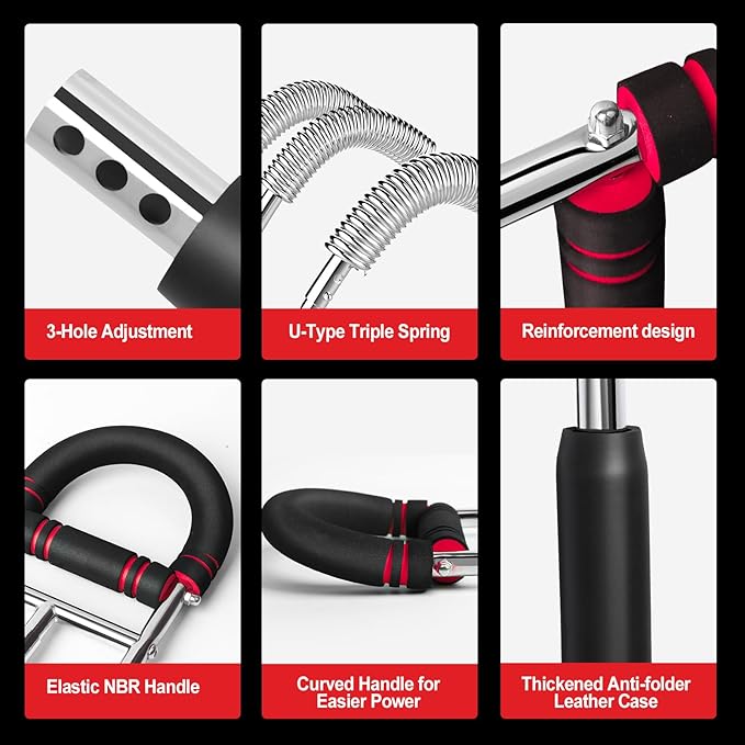Twister Arm Trainer, 40-100Lb Adjustable Chest Workout Equipment, Portable Detachable Chest Workout Device Equipment, Arm Trainer for Chest Clip Muscle & Arm Strength, Red and Blue