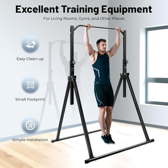 Portable Pull Up Bar, Power Tower Pull Up Dip Station, Height Adjustable Multi-Function Tower Workout Dip Stand for Home Gym, Max. Load-bearing 440.92lbs