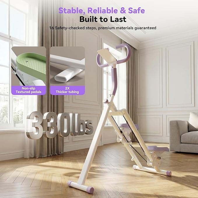 Stair Steppers for Exercise at Home, Folding Vertical Stair Stepper Climber, Full-Body Cardio Machine with Adjustable Handles, Steel Frame & Digital Monitor