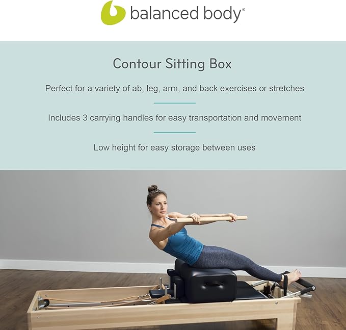 Balanced Body Contour Sitting Box for Pilates Reformer, Pilates Equipment for Home Workouts & Professional Studio Use, Fits All Wood Reformers and Allegro or Allegro 2 Reformers