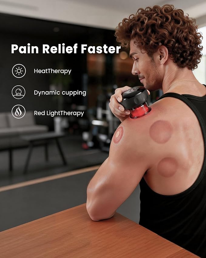 UOTT 6-in-1 Smart Cupping Therapy Massager, 20 Levels Heat & Suction Electric Cupping Kit for Massage Therapy, Cupping Therapy Set for Muscle Soreness, Knots & Pain Relief