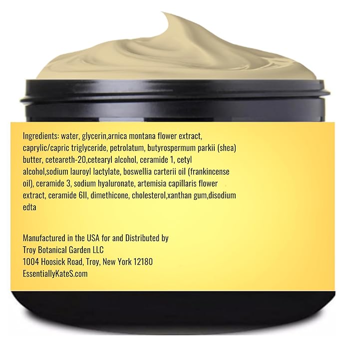 Essentially KateS Arnica 5% Cream Lotion 4 Fl Oz – Frankincense Oil, Shea Butter, Ceramides 1, 3, 6II for Skin & Muscle Care