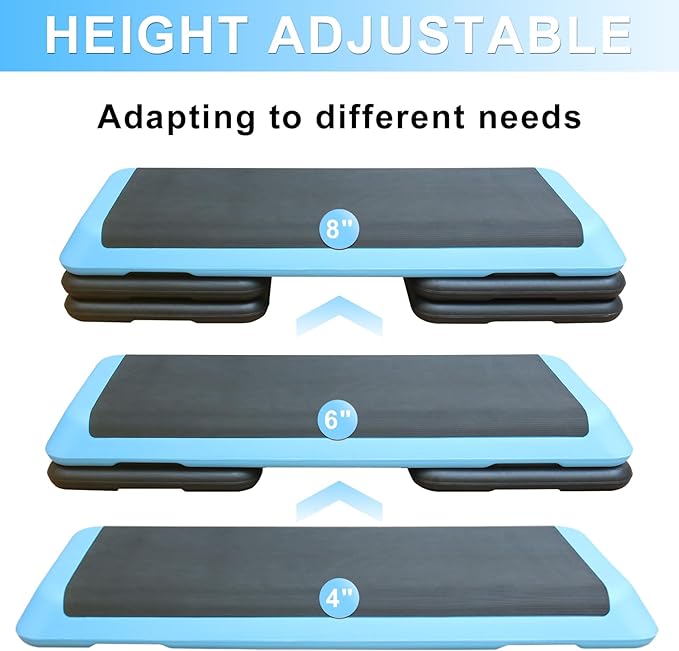 Aerobic Step Platform 30" × 14" Height Adjustable Workout Step for Fitness Strength Training with Risers Exercise Platform for Home Gym
