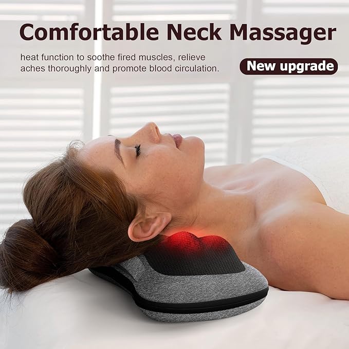 VIKTOR JURGEN Shiatsu Back Massager with Heat, Mothers Day Gifts for Mom, Dad, Women, Men, Deep Tissue Massage for Neck, Shoulder, Upper & Lower Back Pain Relief, Electric Kneading 3D Massage Pillow