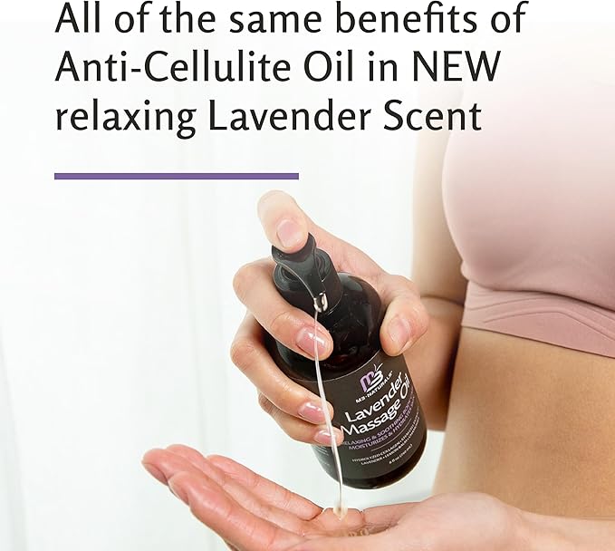 Lavender Massage Oil with Collagen and Stem Cells - Skin Firming Therapy Oil for Cellulite and Quick Absorption on Bum, Thighs, and Belly, 8 fl oz (Pack of 2) by M3