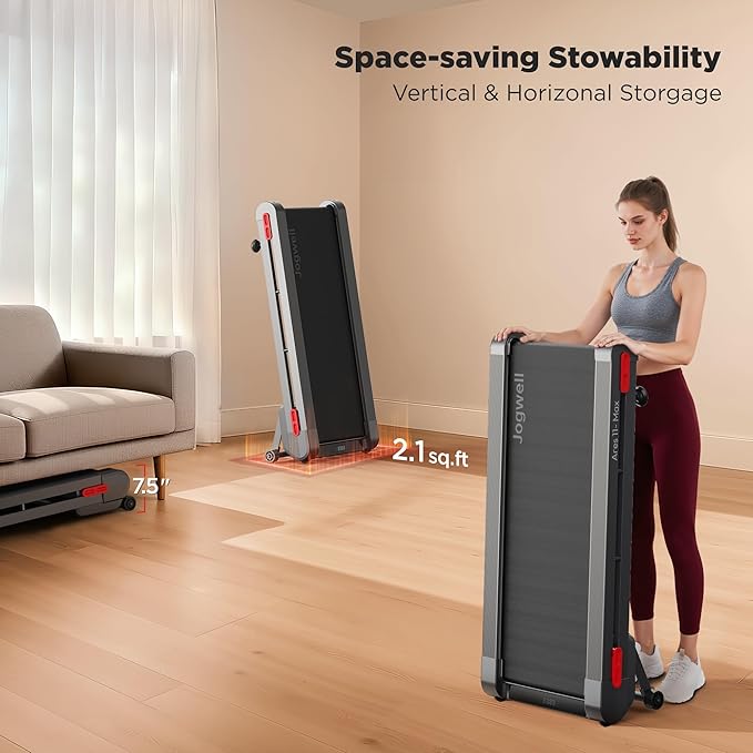 Jogwell Walking Pad Treadmill with 20%/15%/12% Auto Incline, 350lbs Capacity Treadmills for Home Office Under 35dB, Spacious Running Area, Vertical Storage, 3/3.5HP Brushless