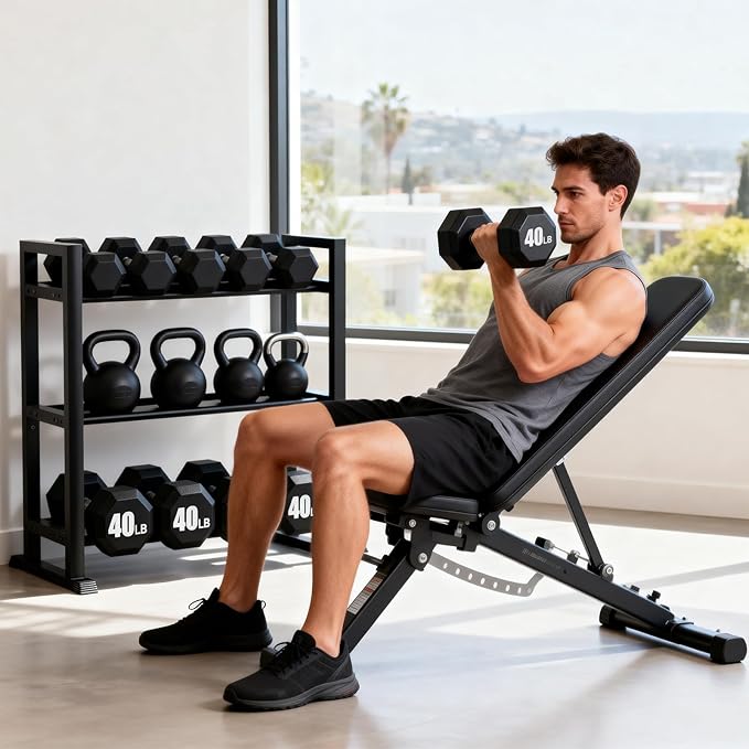 3-Tier Adjustable Dumbbell Rack ，Weight Storage Stand Holder for Dumbbells & Kettlebells, Heavy-Duty Metal Multi-Purpose Gym Equipment Storage Stand for Home Gym Accessories