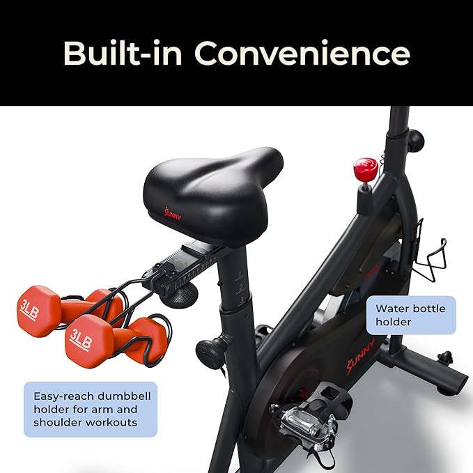 Sunny Health & Fitness Smart Magnetic Cycling Bike with Free SunnyFit App Connection, Stationary Indoor Cardio Exercise Equipment