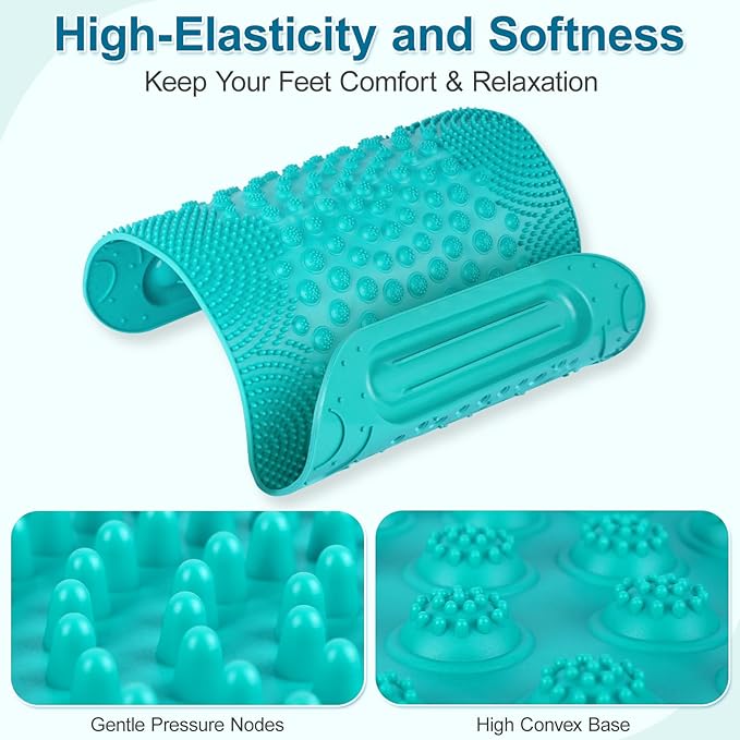 Atsuwell Acupressure Foot Massage Mat, 5-Zone Reflexology Mat with Dual Massage Ball Tracks, Portable Foot Pressure Point Pad for Stress Relief, Arch & Heel Pain, Home & Gym Use, 20.1'' x 17 ''