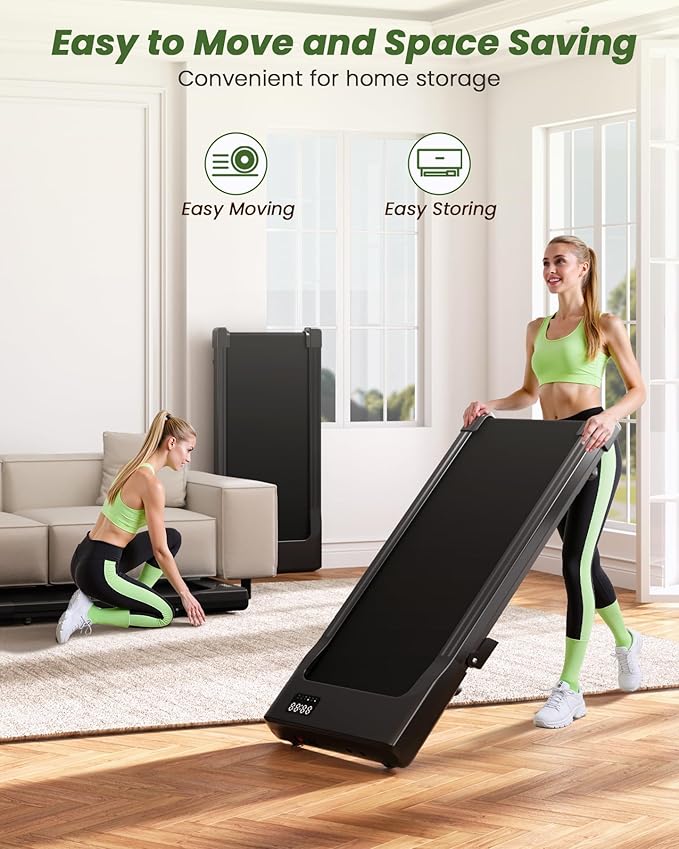 DeerRun Under Desk Walking Pad Treadmill for Home & Office, 6% Manual Incline, 0.6–3.8 MPH Walking Speed, 300 lb Capacity, App & Remote Control