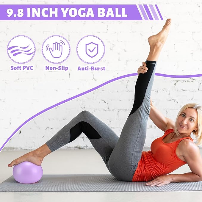 Pilates Ring Circle Set 18 Pcs Exercise Equipment Accessories for Women Workouts Pilates Ball Stretching Strap Magic Circle Yoga Ring Gym Back Bag Resistance Band Anti Slip Socks