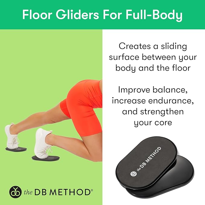 THE DB METHOD DreamDiscs Core Sliders for Work Out, Custom Full Body Ab Floor Gliders for Exercising, Pilates, Fitness, Abdominal Muscles, Home Gym Workout Equipment, for All Floor Types, Set of 2