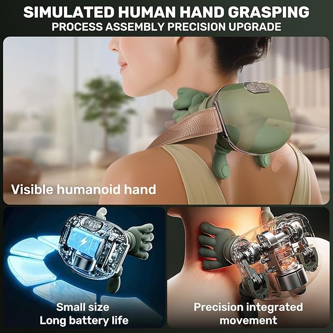 Shoulder and Neck Massager with Heat Heated Massager, Neck Massager with Fingers, Shoulder Massager with Hands, Simulates a Real Palm Massage for Comfort, Relax Muscle Tension