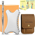 Stainless Steel Gua Sha & Muscle Scraper Tool Set – 2-in-1 Manual Deep Tissue Body Massager with Acupressure Pen – Ergonomic Handheld Tool for Myofascial Release, Trigger Points & Mobility