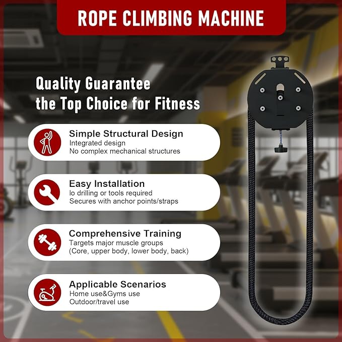 Endless Rope Trainer, Suspension Pulley Cable Machine with Adjustable Resistance, Pull Rope Fitness Training Equipment, for Physical Training red