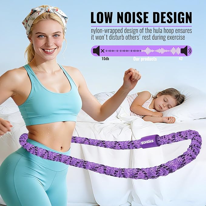 Soft Hula Hoop for Adults 3.3lb Weighted Hula Hoops for Women Weight Loss Pilates Equipment Infinity Hoop Soft Spring Weighted Hoop for Adults Women Beginners Kids Home Travel Gym