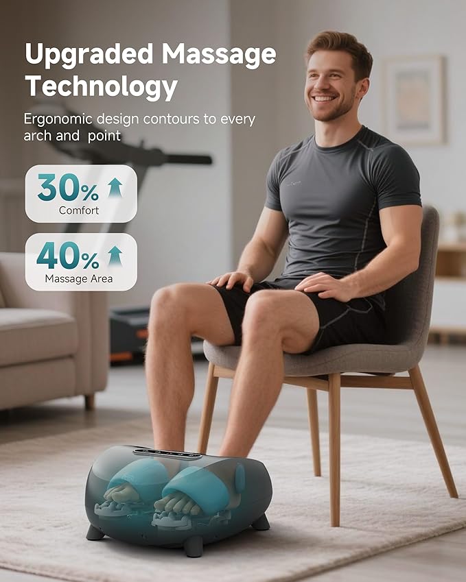 Snailax Foot Massager with Heat and Compression, Shiatsu Foot Massager for Neuropathy and Plantar Fasciitis, Deep Kneading, Rolling, Remote Control, Fits up to Size 14