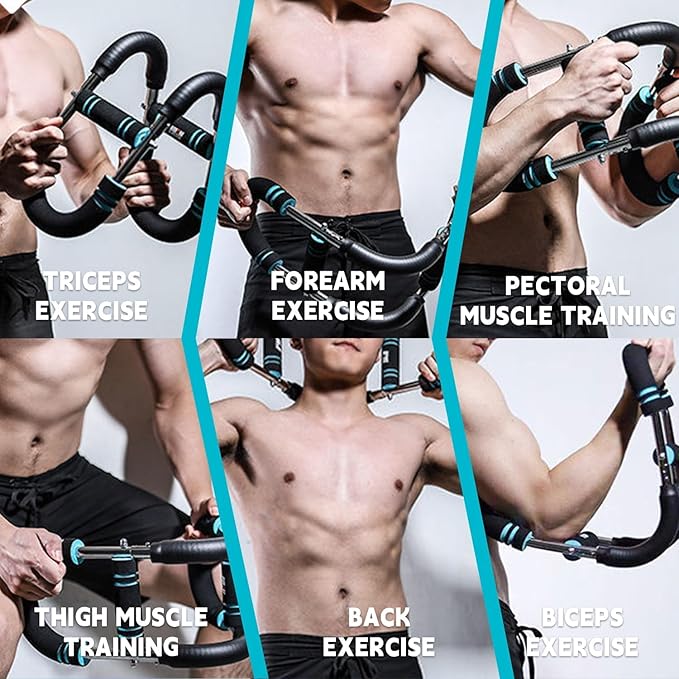 Chest Trainer for Men, Adjustable Chest Workout Equipment, Twister Arm Trainer Chest Workout Machine, Chest Exerciser Flex Bar, Upper Body Muscle Strength Training Device for Home Gym (U60-100lbs Kit)