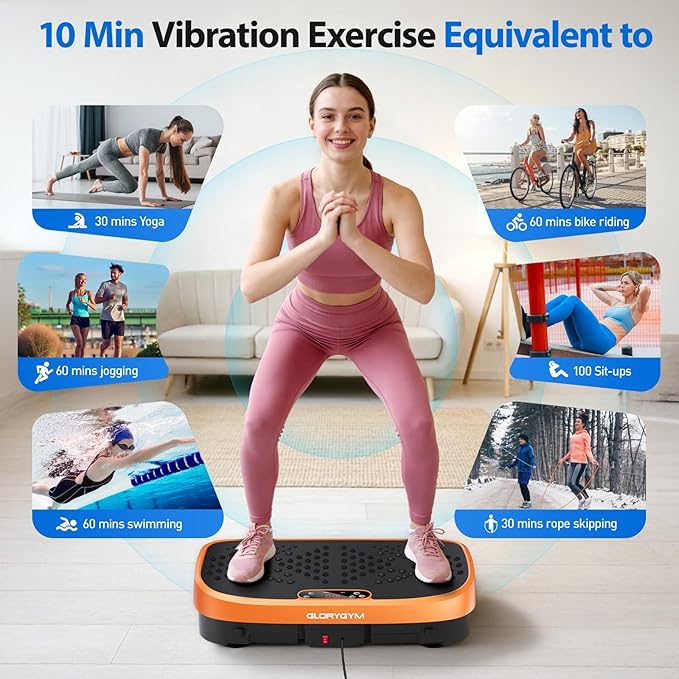 Vibration Plate Exercise Machine - 120 Levels, 350lb Capacity, Quiet Motor with Remote Control for Home Fitness & Weight Loss