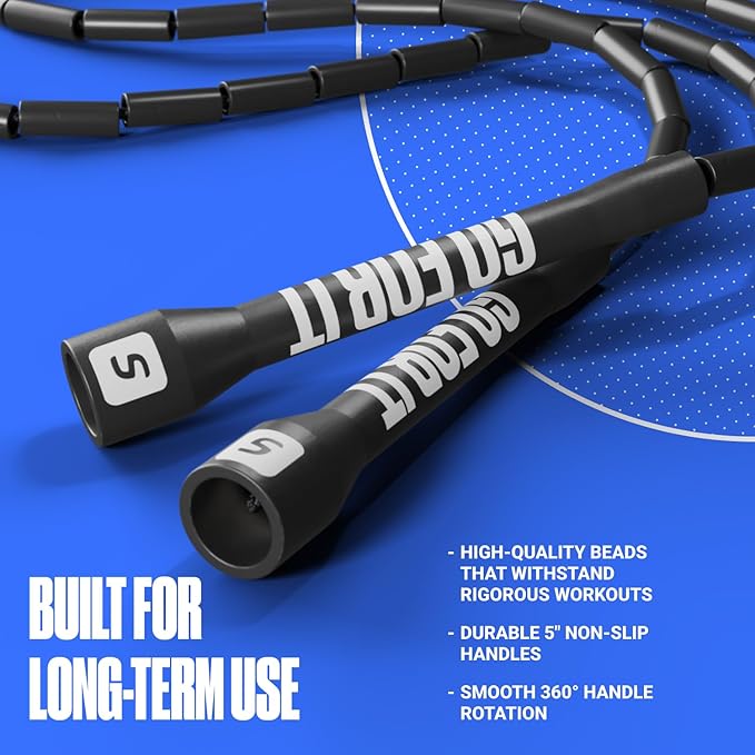 Sportbit Elite Beaded Jump Rope – Adjustable for Kids & Adults, Durable Fitness Skipping Rope for Cardio, Gym, Home & Outdoor Workouts