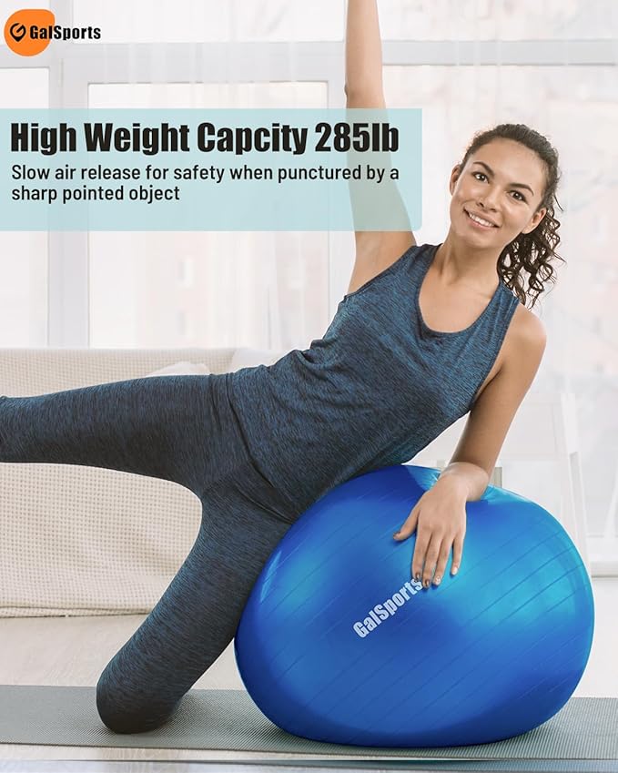 GalSports Anti-Burst Slip Resistant Stability Ball - Swiss Ball for Home Gym & Physical Therapy
