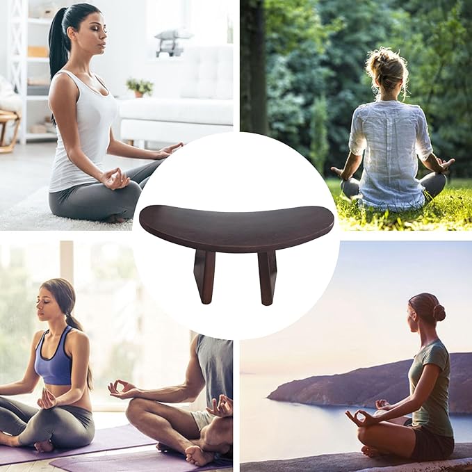 Meditation Kneeler Stool – Wooden Prayer Seat, Low Profile Yoga Bench, Supportive Comfort Design | Stable Base Craft, Calm Postures Aid for Buddhist Practice Mindfulness Rituals