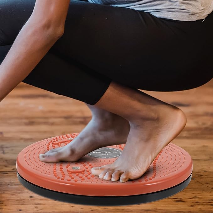 Toyvian Rotating Waist Trainer Machine Twisting Board Fitness Twisting Disc with Waist Massage Function Orange Color Exercise for Core Strengthening and Body Sculpting