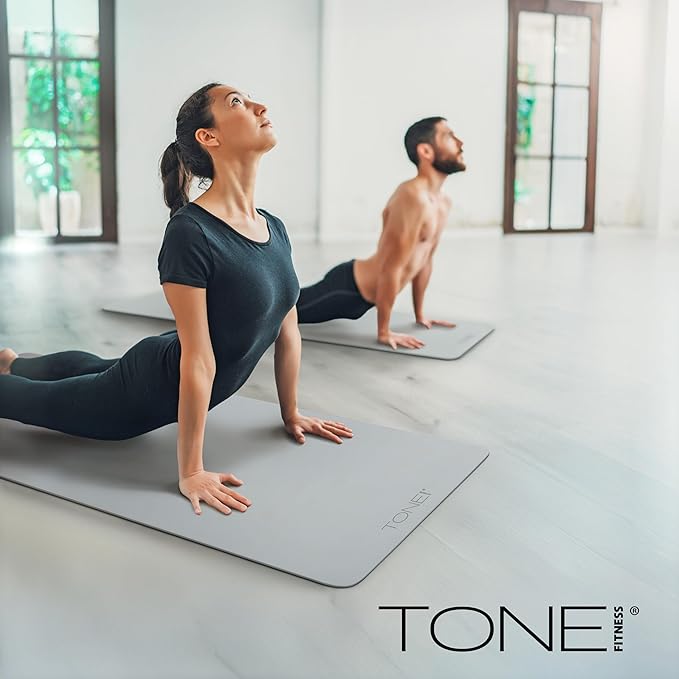 TONE Fitness Yoga Mat 1/4" Thick Non Slip Exercise & Pilates Mat for Home Workouts with Carrying Strap | Multiple Options
