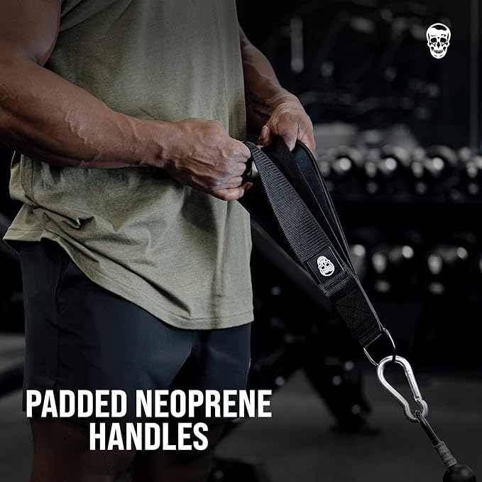 Gymreapers Tricep Rope Cable Attachment - Multi-Workout Tricep Pull Down Cable Attachment - Perfect Gym Cable attachments (3 Lengths Built in One)