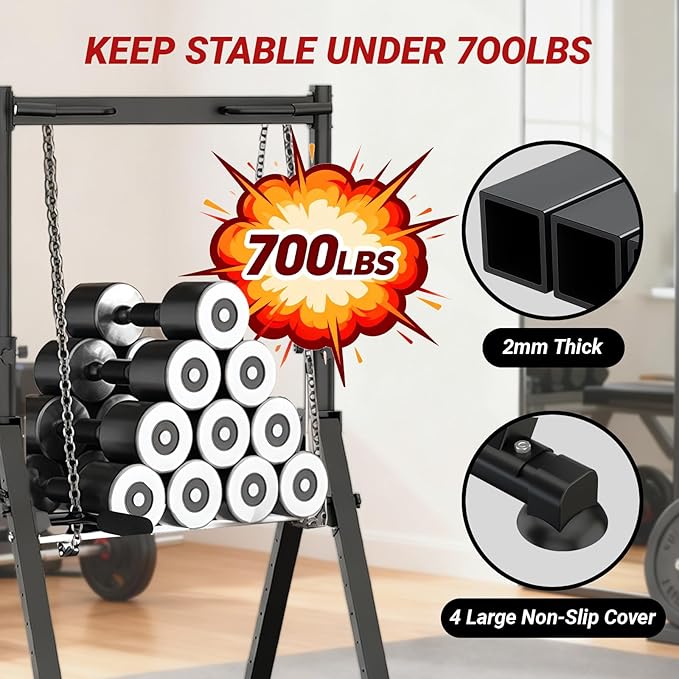 Folding Power Tower Dip Station Pull Up Bar, Multifunctional Pull Up Tower Adjustable Height, Triangular Structure Strength Training Workout Equipment for Home Gym Fitness