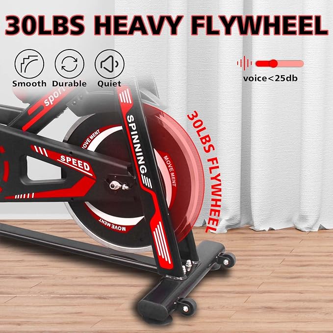 Indoor Cycling Bike Stationary Exercise Bike with LCD Monitor, iPad Holder & Comfort Seat, Adjustable Resistance, Silent Belt Drive for Home Gym Cardio Workout