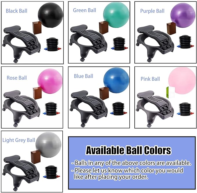 CMYUN Yoga Ball Chair Office Ergonomic Ball Chair, Workout Yoga Ball Seat for Adults Kids, Relieve Back Pain Birthing Balls, Chair with Wheels & Back Support