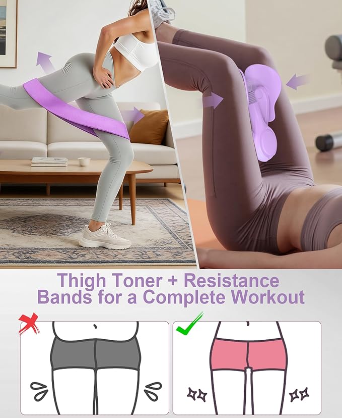 Pelvic Floor Exercise Devices 15-70 LB Adjustable Pelvic Floor Trainer Women Men, Kegel Exercise Equipment Inner Thigh Exerciser for Postpartum Recovery, Thigh and Pelvic Trainer with Band