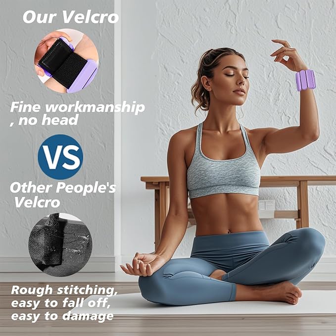 Wrist and Ankle Weights for Women & Men 2 Pack (1lb Each), Adjustable Silicone Wearable Arm & Leg Weights for Pilates, Gym, Yoga, Cardio, Strength Training