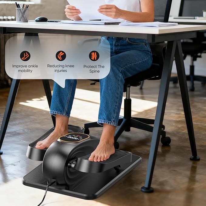 Under Desk Elliptical Machine, Electric Elliptical Leg Exerciser for Seniors with 15 Adjustable Speeds, Quiet Elliptical Exercise Machine, Mini Seated Pedal Exerciser with Remoter Home Office(Black)