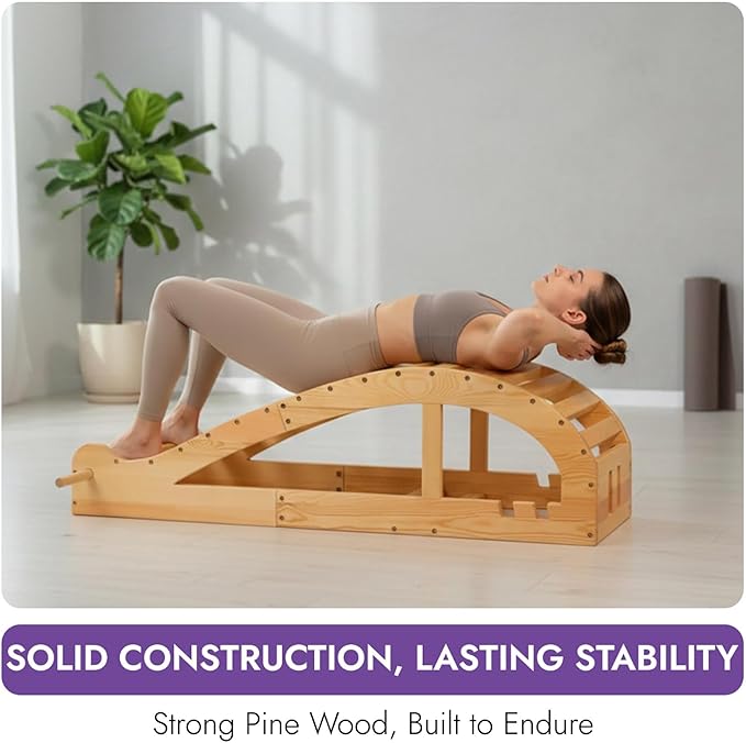 Iyengar Yoga Viparita Dandasana Bench – Wooden Back Bending Bench for Deep Stretching and Flexibility | Large Back Bender for Enhanced Support