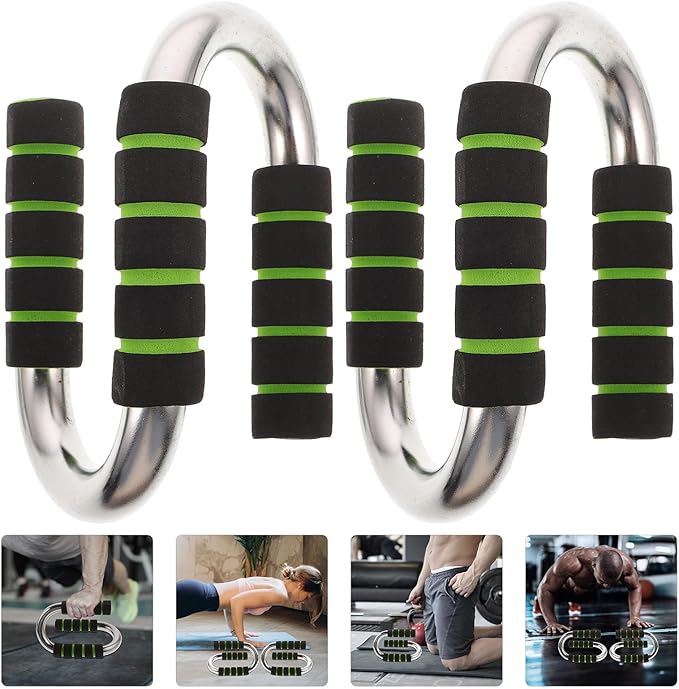 BESPORTBLE Push-up Bar and S-shaped Metal Stand for Home Fitness, Arm Strength Training Tool with Non-slip Grip, Portable Push-up Stand for Men and Women Workout Random Color