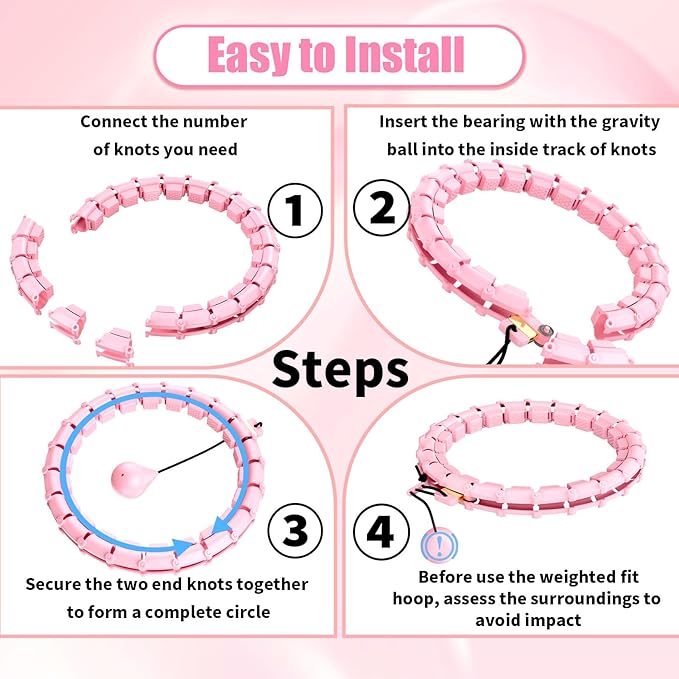 65 Inch Adjustable Fitness Waist Hoop – 32 Detachable Links, Quiet Non-Drop Fitness Tool for Adults Weight Loss, Plus Size Exercise Hoop for Women & Beginners